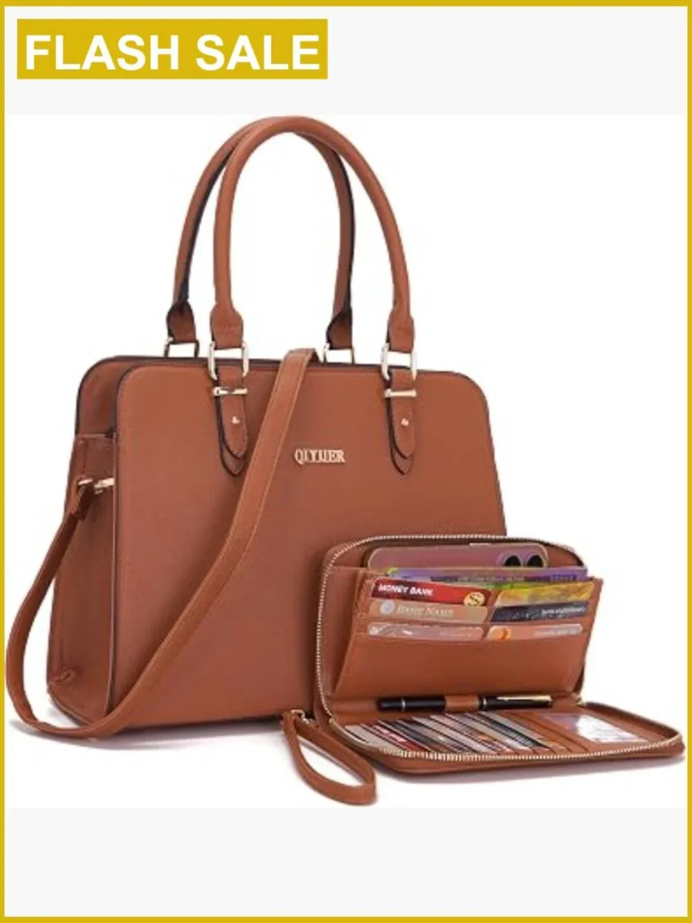 Satchel Purse Set Top Handle Bag Work Tote 2pcs